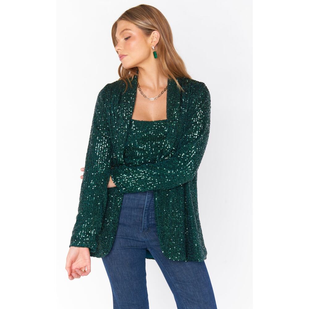 Show Me Your Mumu Dance Blazer Emerald Sequins XXL NWT
